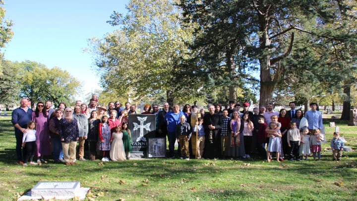 The parish of St. George following the Trisagion service at Kearney Cemetery. Photo: Aaron Hickman/UOJ-USA