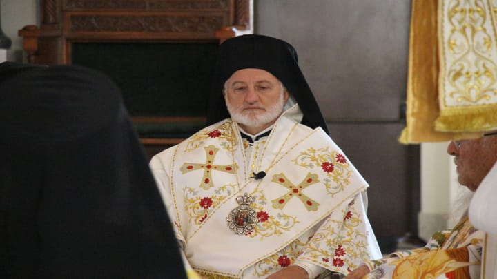 Abp. Elpidophoros is pictured during Patriarchal Orthros and Divine Liturgy in September during the visit of Pat. Bartholomew. Photo: Aaron Hickman/UOJ-USA