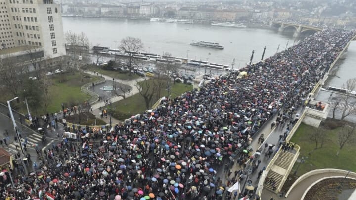 Thousands marched in Budapest on Thursday. Photo: Zoltán Máthé