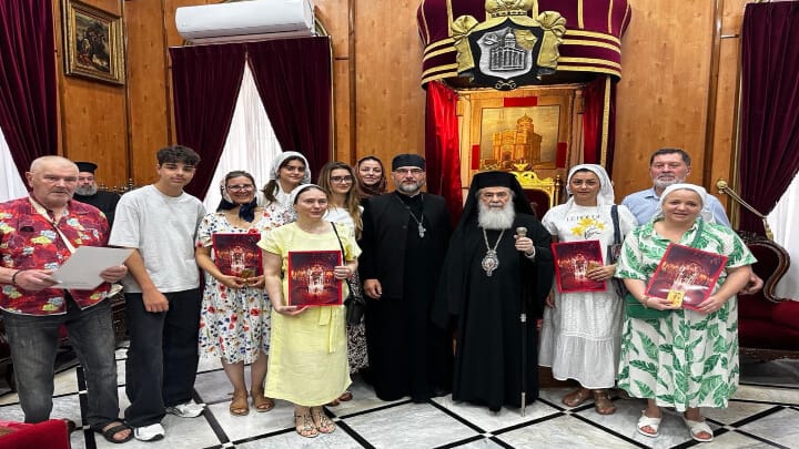 The pilgrims to the Holy Land received an audience from Pat. Theophilos III. Photo: orthodox-europe.org