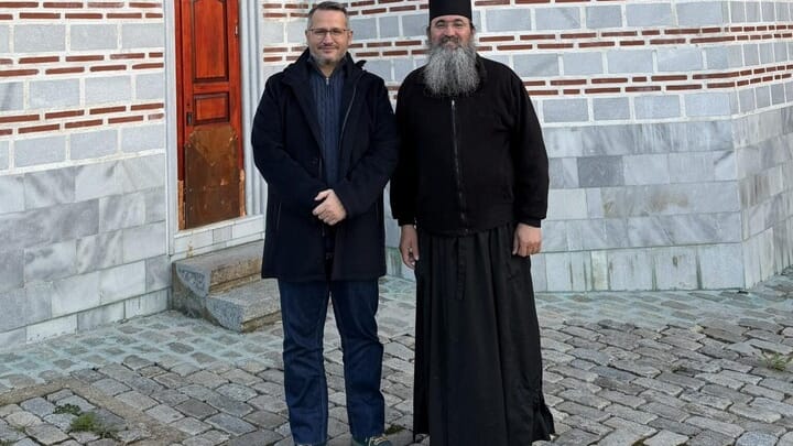 Ivan Hristanov with Serafim Yanev, abbot of Eleshnik Monastery. Photo: hristianstvo.bg