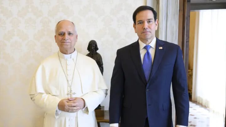 Pope Leo XIV and U.S. Secretary of State Marco Rubio. Photo: Simone Risoluti/Vatican Media
