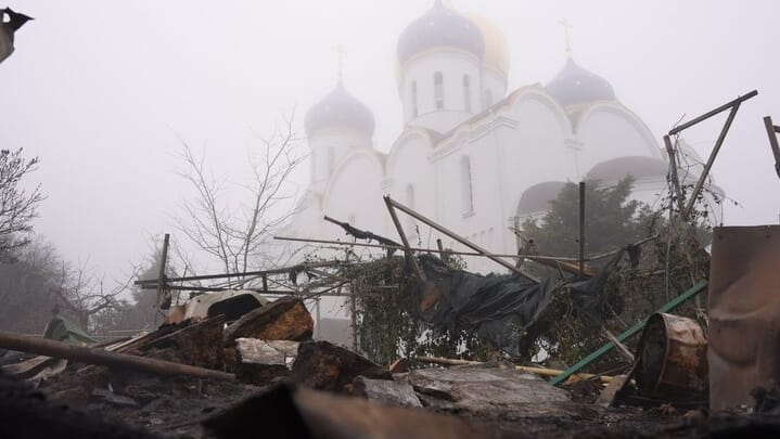 Holy Dormition Men's Monastery after shelling. Photo: suspilne.media