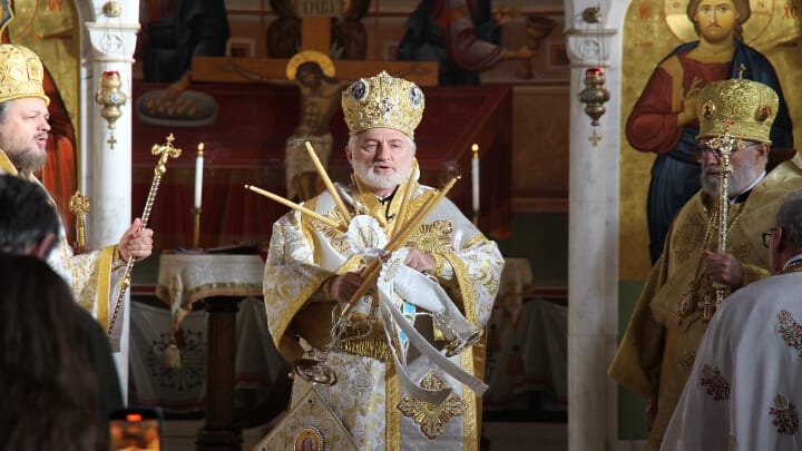Abp. Elpidophoros at the Hierarchical Liturgy for the annual Assembly of Bishops meeting in November. Photo: Aaron Hickman/UOJ-USA