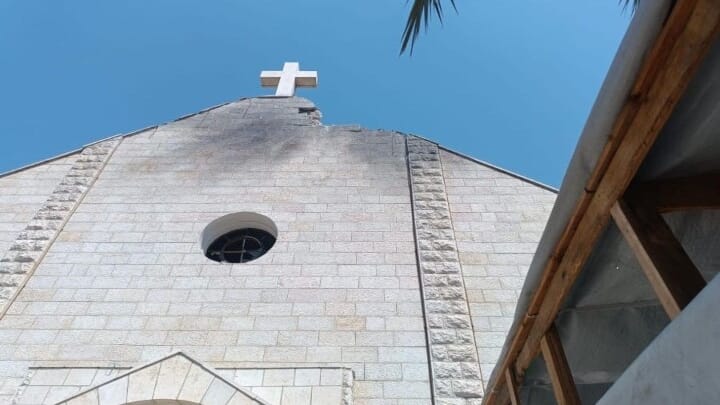 Visible damage from the outside of Holy Family Catholic Church. Photo: pillarcatholic.com