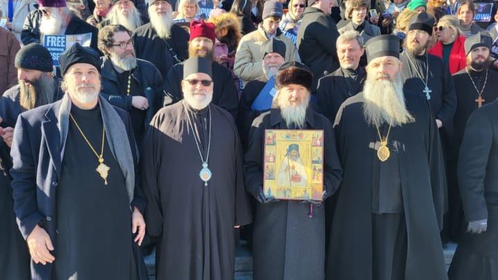 Pictured, from left to right: Fr. Victor, Bp. John of Worcester, Bp. Theodosius of Seattle, and Bp. Seraphim of Kostajnica. Photo: Fr. Victor Boldewskul/Facebook