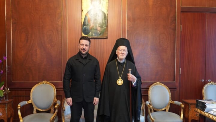 Ukrainian President Volodomyr Zelenskyy and Ecumenical Patriarch Bartholomew. Photo: Nikos Papachristou/Ecumenical Patriarchate