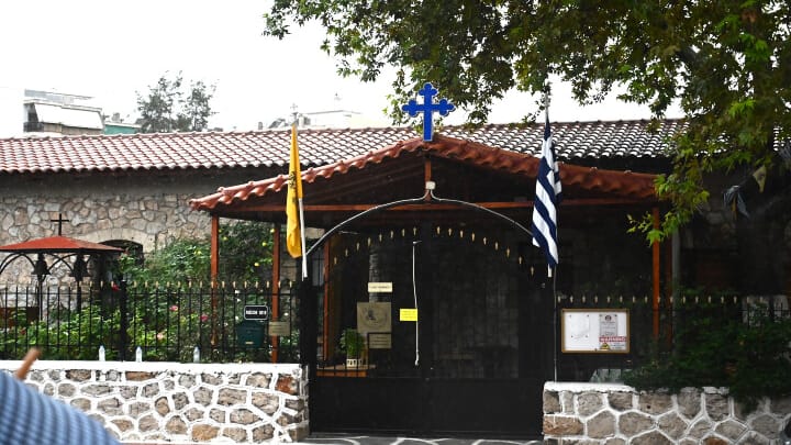 The Old Calendarist Church of Agios Parthenios, Athens, which served as a drug storehouse. Photo: Kostas Tzoumas/Eurokinissi