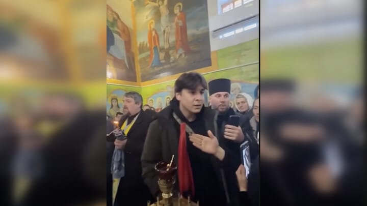 Roman Hryshchuk in the church. Photo: video screenshot