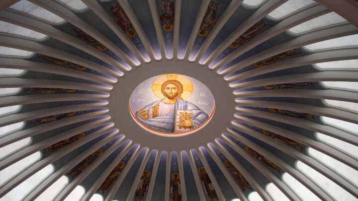 The interior dome of St. Nicholas Greek Orthodox Church and National Shrine. Photo: Aaron Hickman/UOJ-America