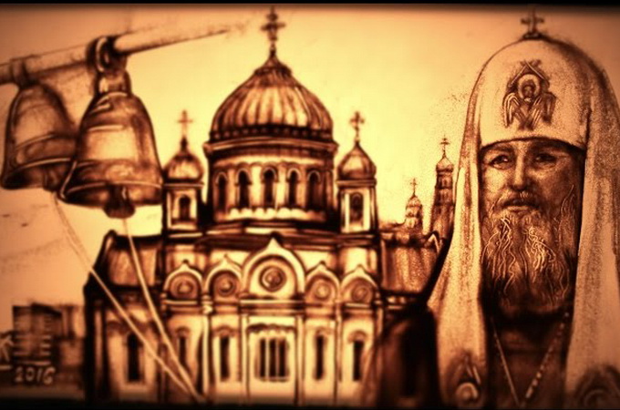 Winner of Ukrainian contest creats sand animation to 70th anniversary of Patriarch Kirill (VIDEO)