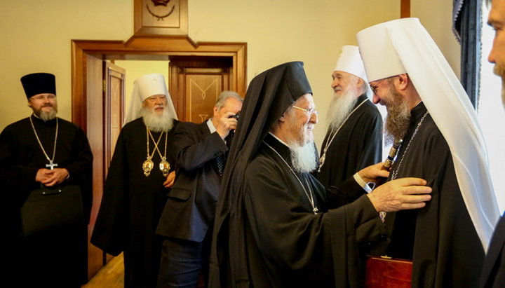 Patriarch Bartholomew and Metropolitan Anthony (Pakanich) at a meeting in Istanbul on June 23, 2018