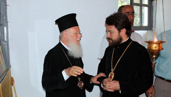 Patriarch Bartholomew of Constantinople and Metropolitan Hilarion of Volokolamsk, Chairman of the Department for External Church Relations of the Moscow Patriarchate