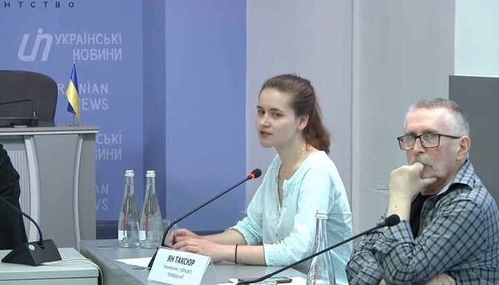 Tatiana Tsarukh at the “Miriane” round table. Photo: screenshot of the YouTube channel "Ukrainian News"