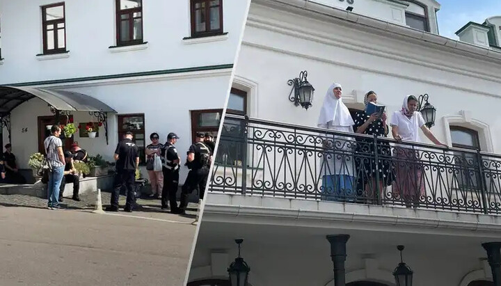 Believers read prayers in the locked buildings of the Lavra. Photo: Channel 24