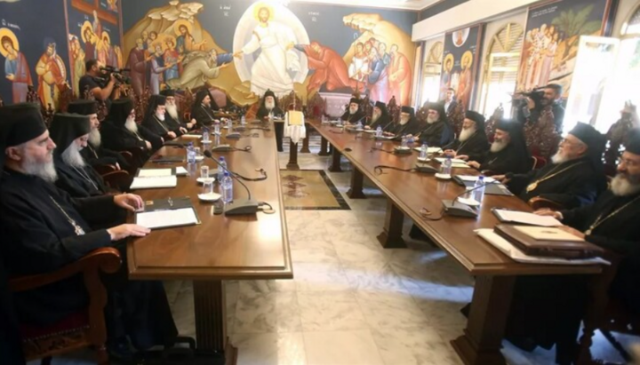 The Synod of the Church of Cyprus, at which the Metropolitan of Paphos was deposed. CREDIT: philenews