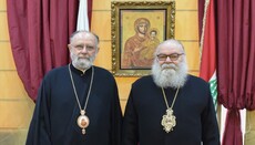 Patriarch John X Welcomes Metropolitan Saba to Lebanon