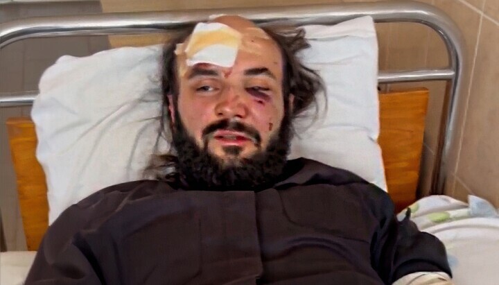 UOC priest Vitaliy Honcharuk, beaten by OCU militants. Photo: UOJ's Ukrainian branch (SPZh)