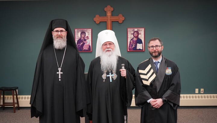Archim. Jeremy (Davis), Met. Tikhon, and Dr. Tudorie. Source: SVOTS
