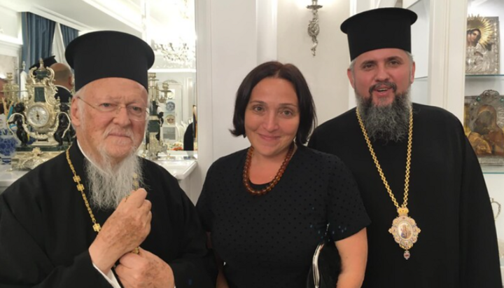ishchenko with Pat. Bartholomew and Serhii Dumenko. [Credit: Mishchenko’s Facebook]