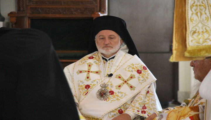 Abp. Elpidophoros is pictured during Patriarchal Orthros and Divine Liturgy in September during the visit of Pat. Bartholomew. Photo: Aaron Hickman/UOJ-USA