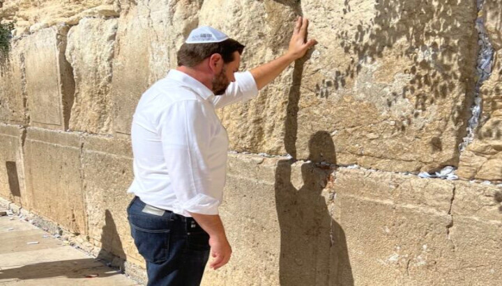 Vice President J.D. Vance praying at the Western Wall during a 2022 visit to Jerusalem. Photo: J.D. Vance/X