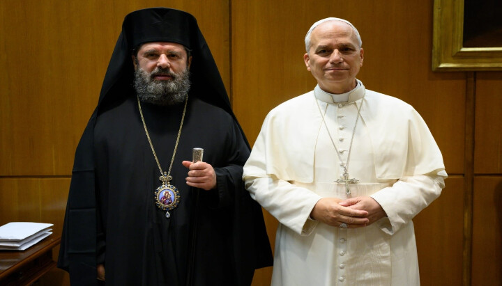Abp. John of Albania and Pope Leo. Photo: Orthodox Times