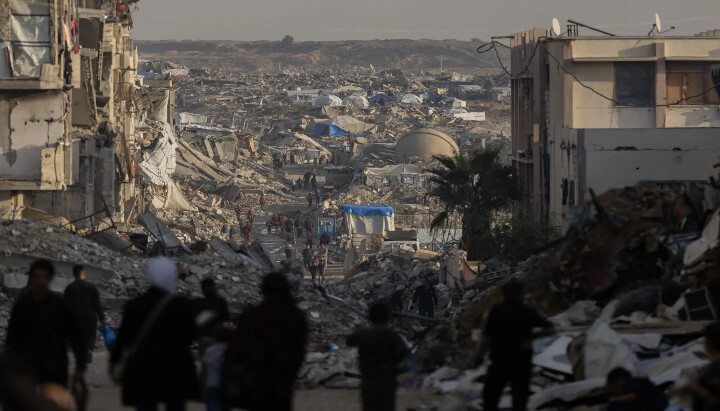Destruction north of Gaza City this month. Photo: Saher Alghorra/The New York Times