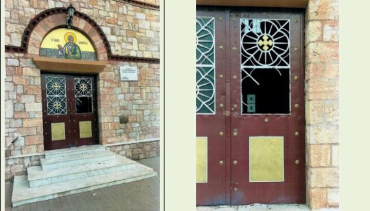 A church in Greece that was attacked. Photo: Orthodoxia News Agency