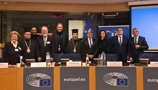 Abp. John Honors Late Abp. Anastasios at European Parliament