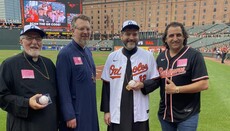 Metr. Apostolos Throws First Pitch at Orioles Greek Night