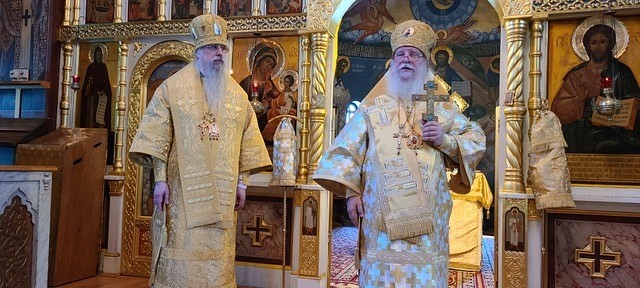 Then Bishop Alexei of Sitka during a 2022 visit to ROCOR's Holy Trinity Monastery